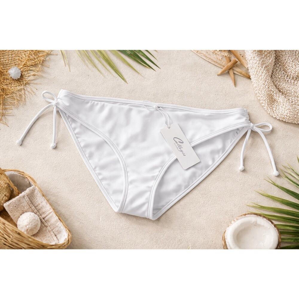 Colloyes Bikini Bottom White XXL Side Tie Swim Bottom NWT Adjustable